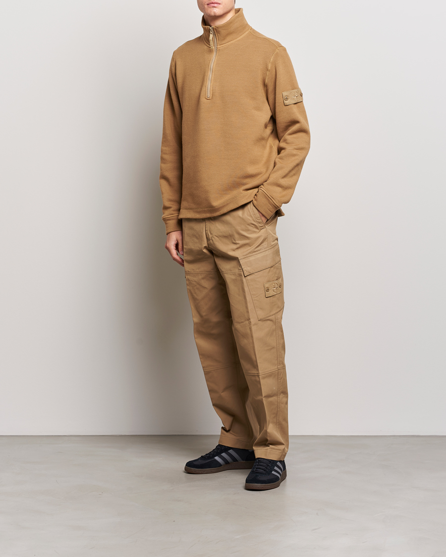 Herr | Tröjor | Stone Island | Ghost Piece Wool Fleece Half Zip Dark Beige