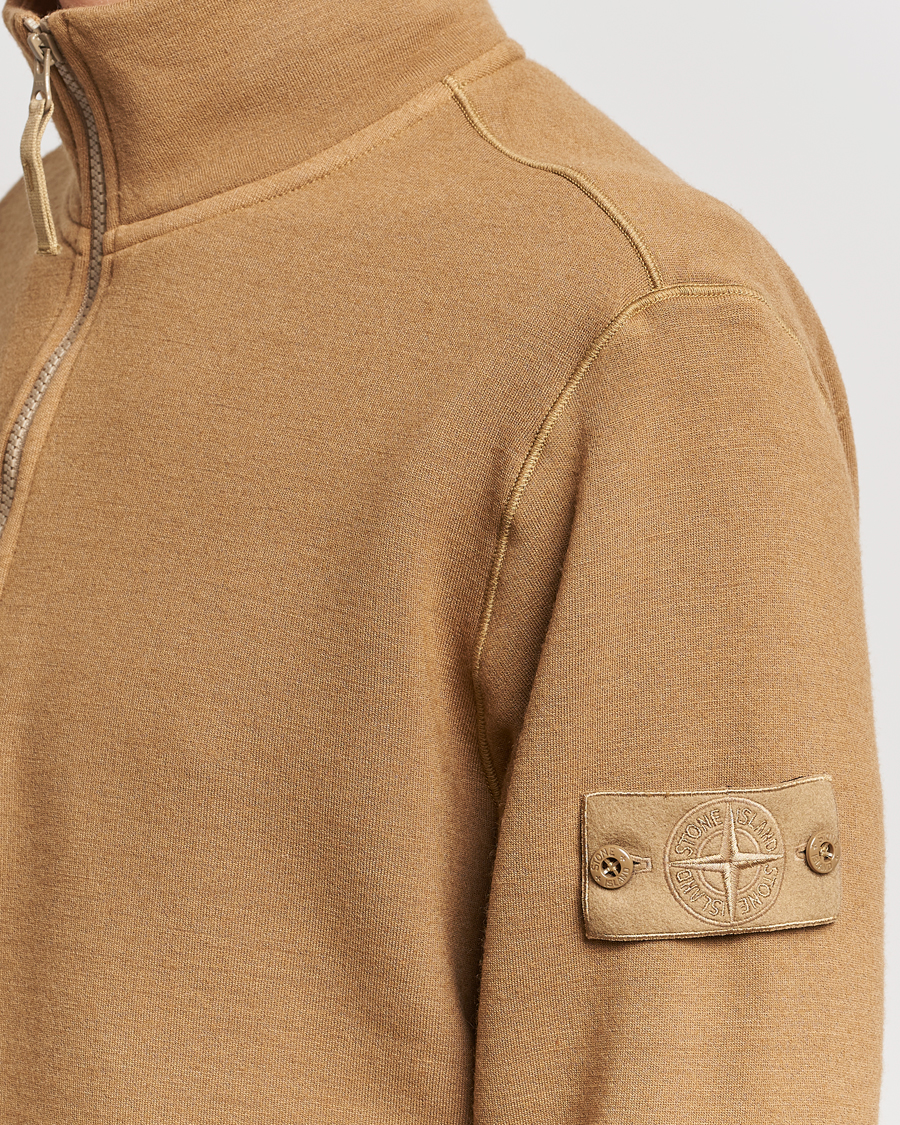 Herr | Tröjor | Stone Island | Ghost Piece Wool Fleece Half Zip Dark Beige
