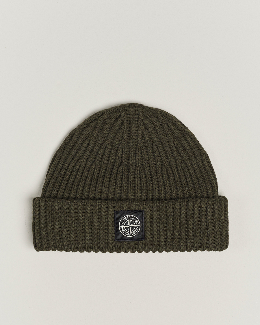 Herr | Stone Island Full Rib Wool Beanie Olive | Stone Island | Full Rib Wool Beanie Olive