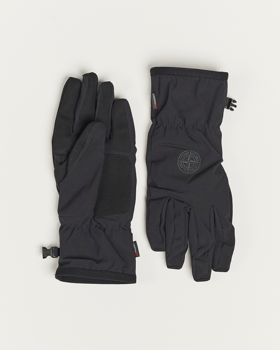 Herr | Stone Island Soft Shell-R_e Recycled Gloves Black | Stone Island | Soft Shell-R_e Recycled Gloves Black