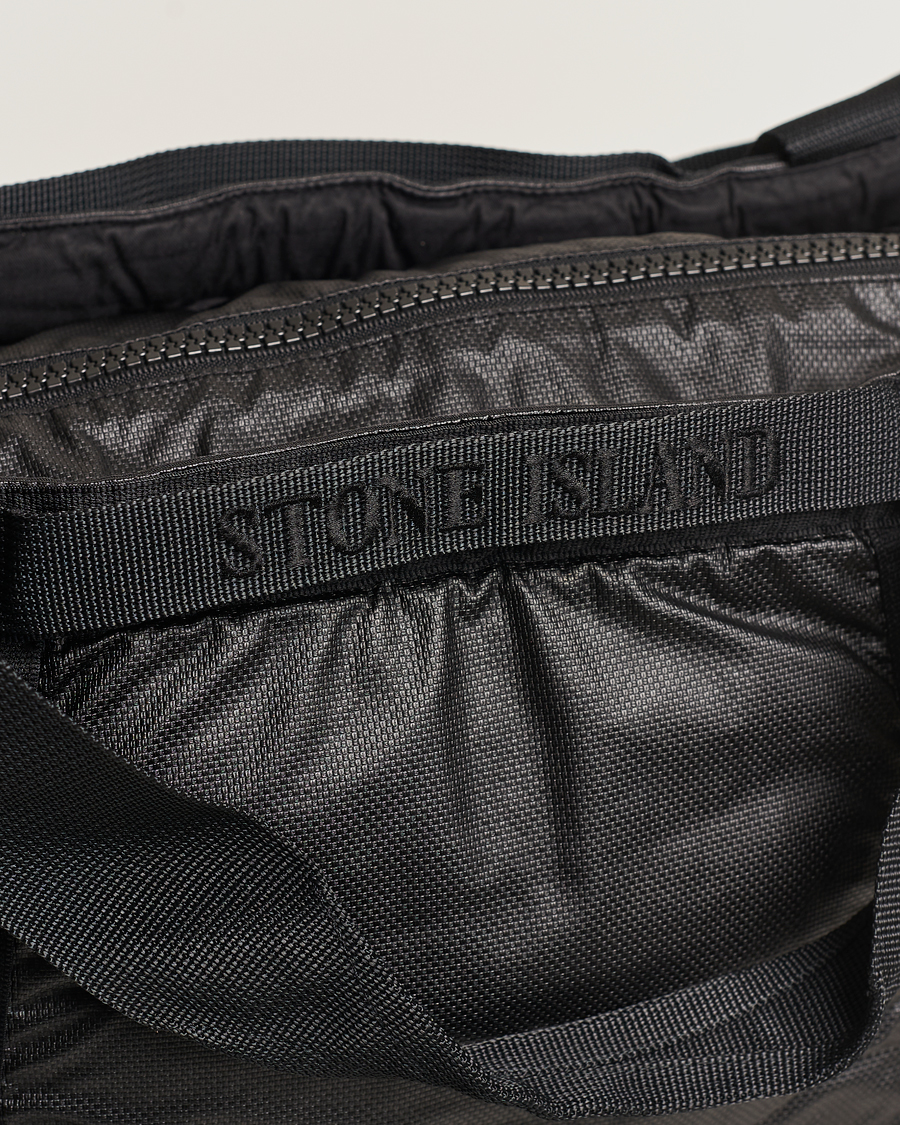 Herr | Stone Island Garment Dyed Mussola Gommata Canvas Big Tote Black | Stone Island | Garment Dyed Mussola Gommata Canvas Big Tote Black