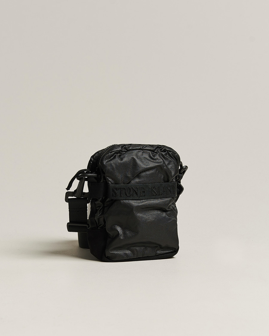 Herr | Stone Island Garment Dyed Mussola Gommata Canvas Shoulder Bag Black | Stone Island | Garment Dyed Mussola Gommata Canvas Shoulder Bag Black