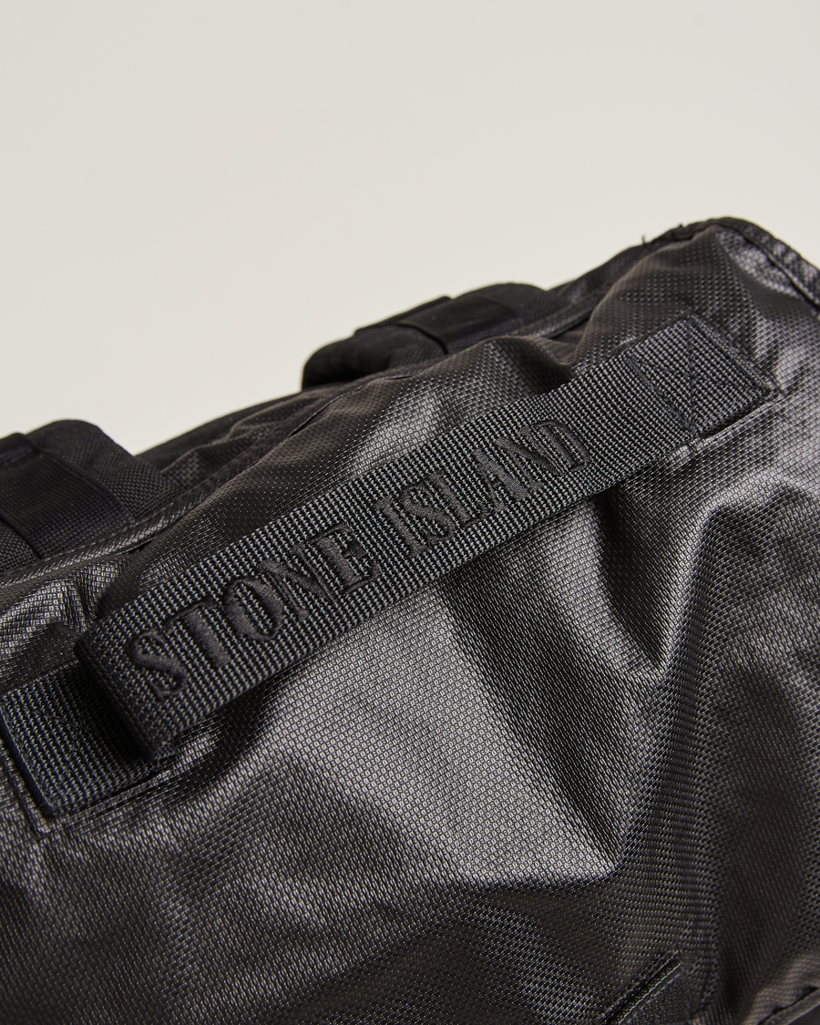Herr | Stone Island Garment Dyed Mussola Gommata Canvas Backpack Black | Stone Island | Garment Dyed Mussola Gommata Canvas Backpack Black