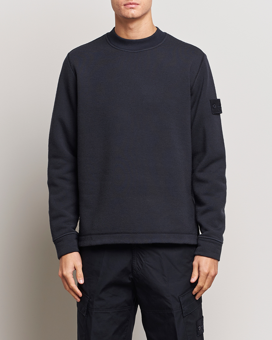 Herr | Tröjor | Stone Island | Ghost Piece Wool Fleece Sweater Navy Blue