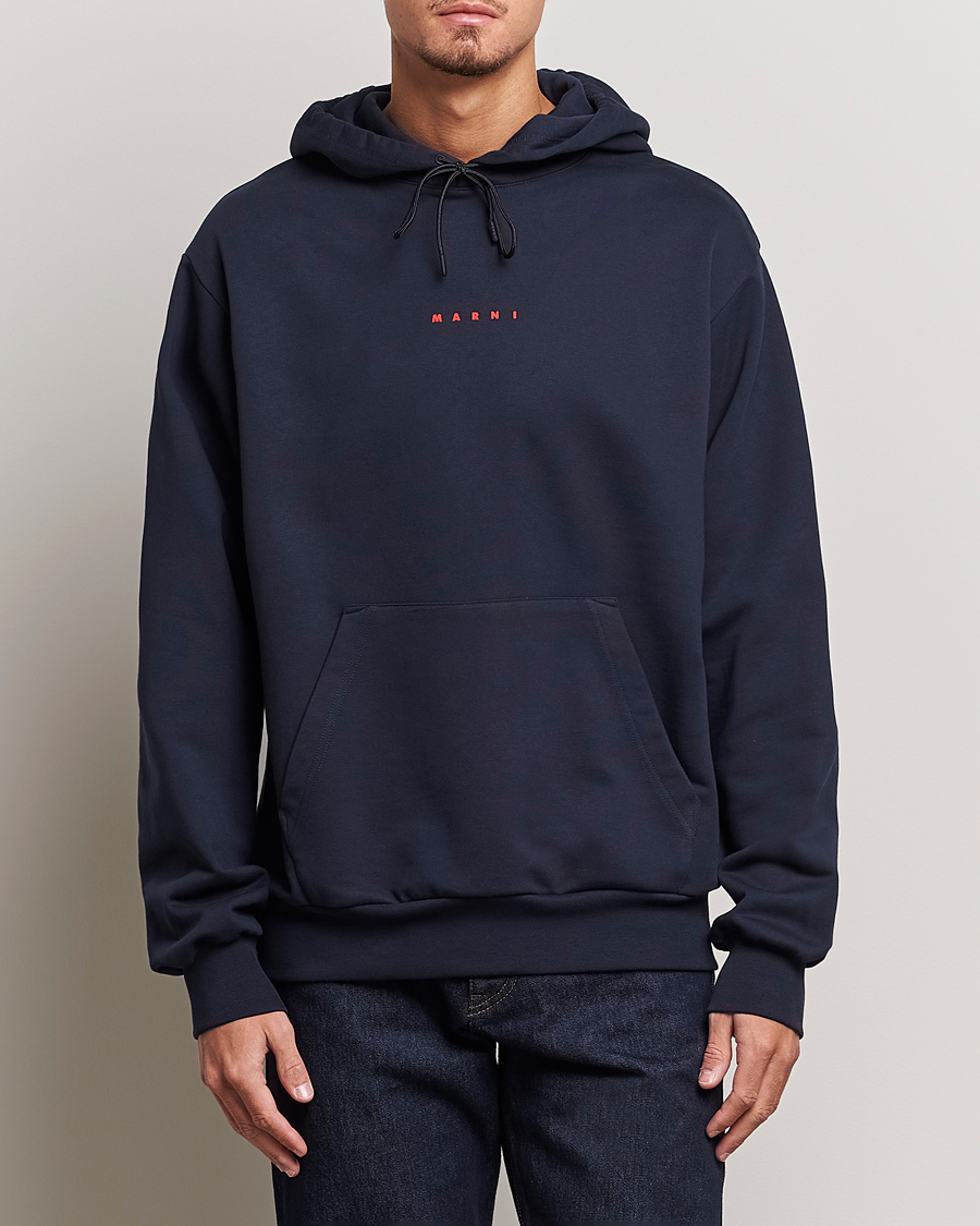 Herr | Tröjor | Marni | Logo Applied Hoodie Navy