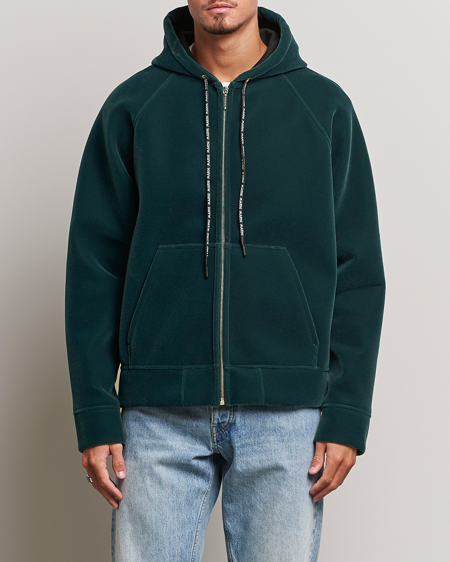Herr | Tröjor | Marni | Sponge Flock Full Zip Hoodie Spherical Green