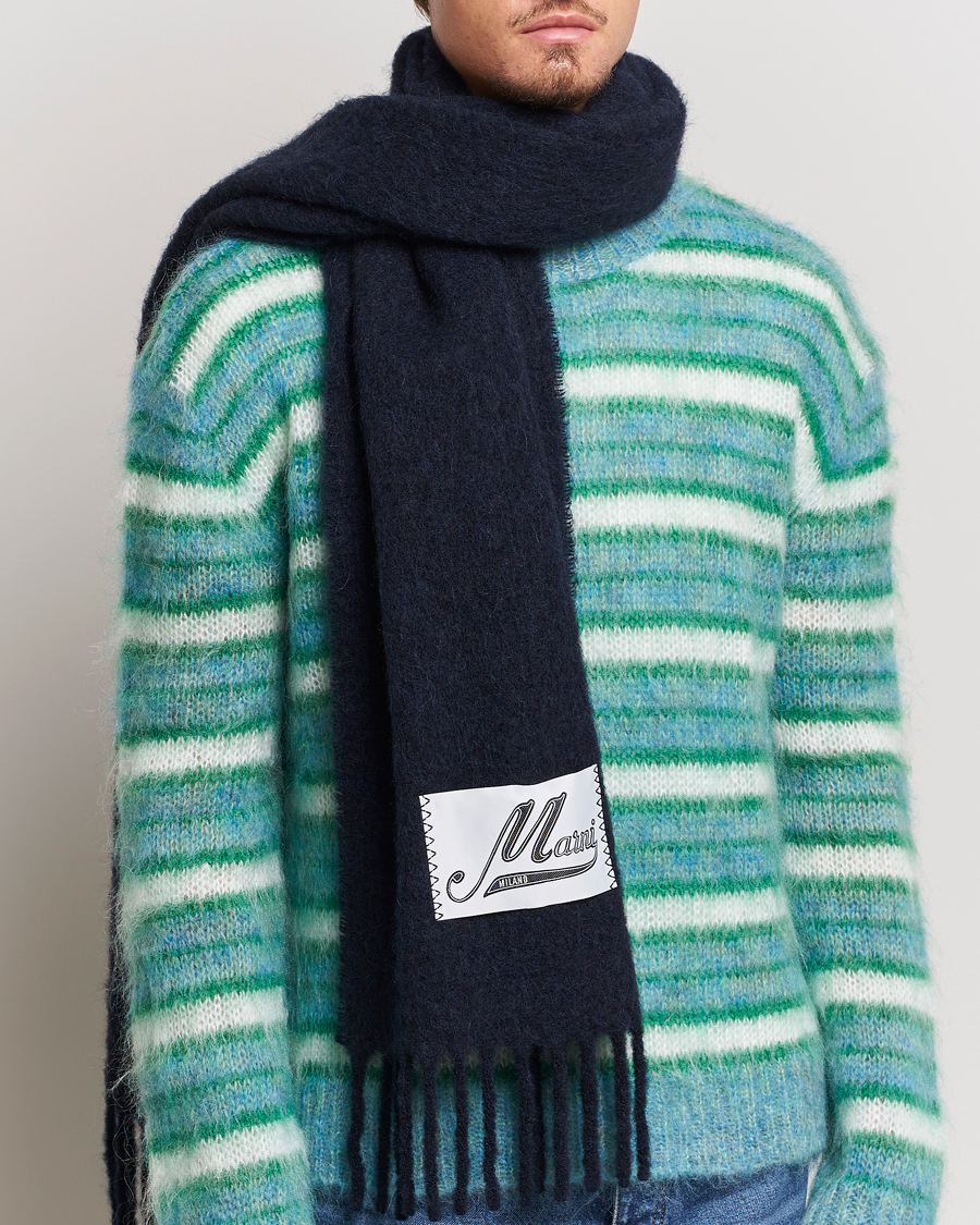 Herr | Marni Brushed Alpaca Scarf Blublack | Marni | Brushed Alpaca Scarf Blublack