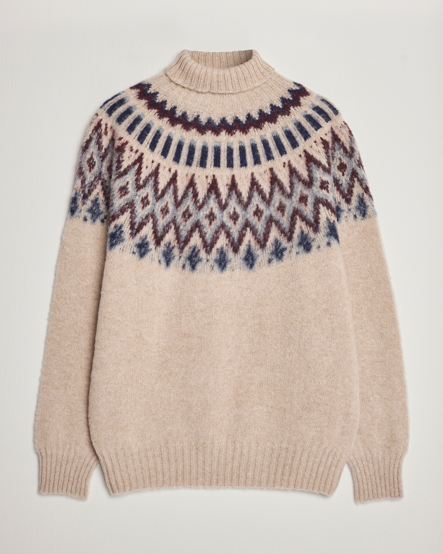Herr | Tröjor | Howlin' | Brushed Wool Fair Isle Roll Neck Biscuit