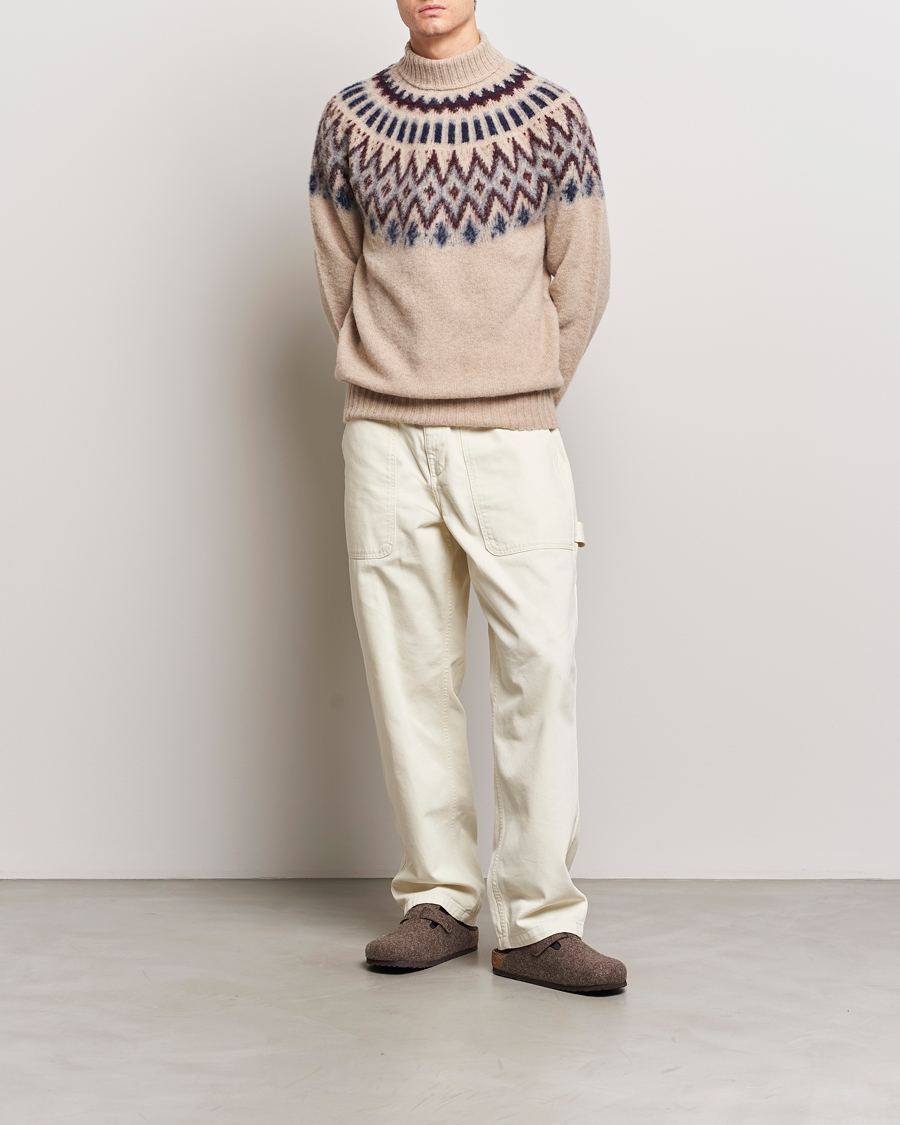 Herr | Tröjor | Howlin' | Brushed Wool Fair Isle Roll Neck Biscuit