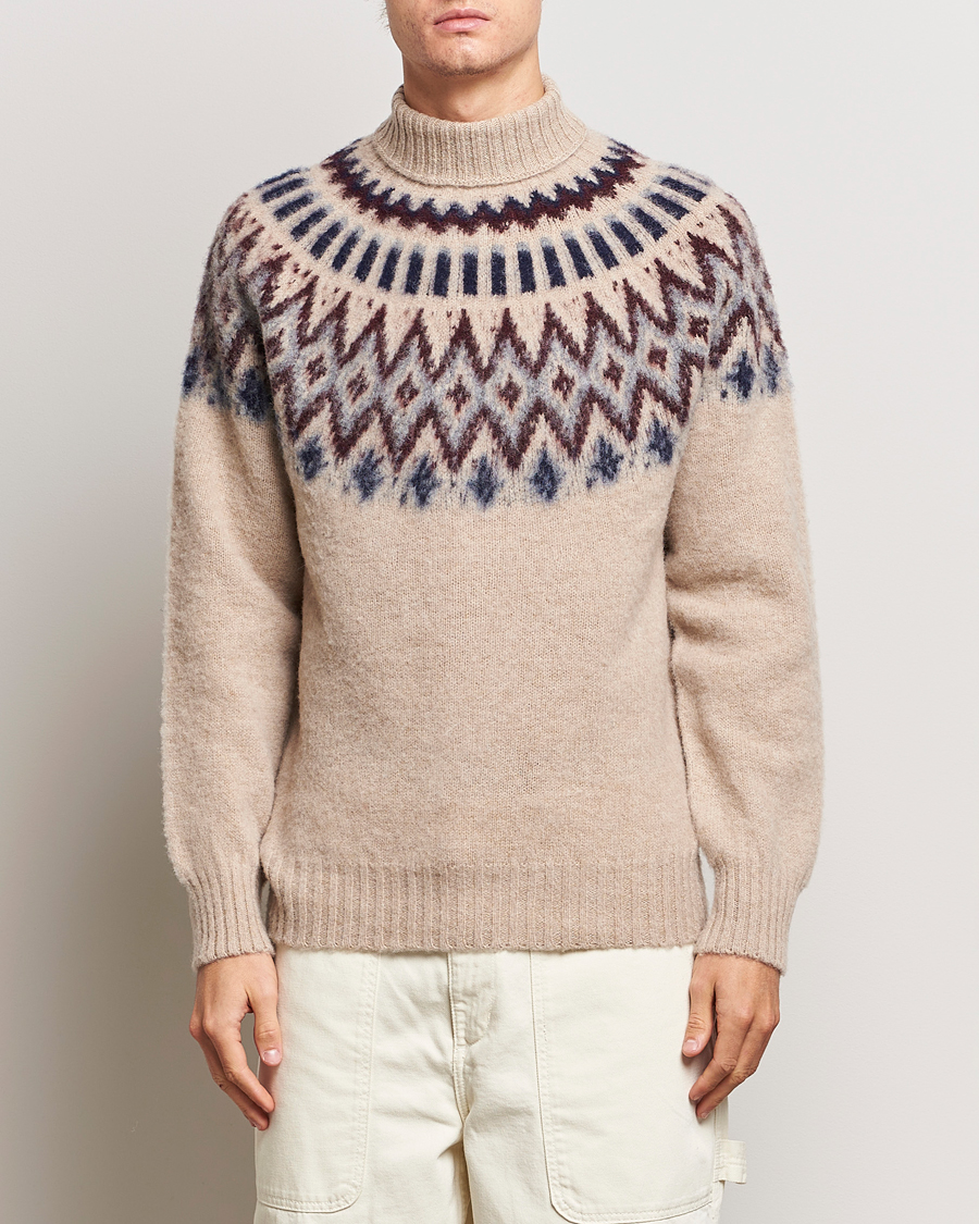 Herr | Tröjor | Howlin' | Brushed Wool Fair Isle Roll Neck Biscuit