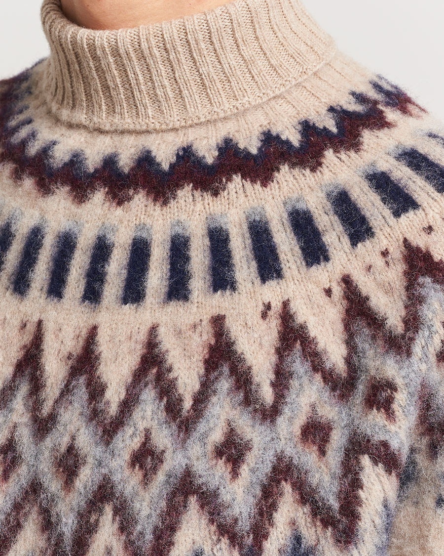 Herr | Tröjor | Howlin' | Brushed Wool Fair Isle Roll Neck Biscuit