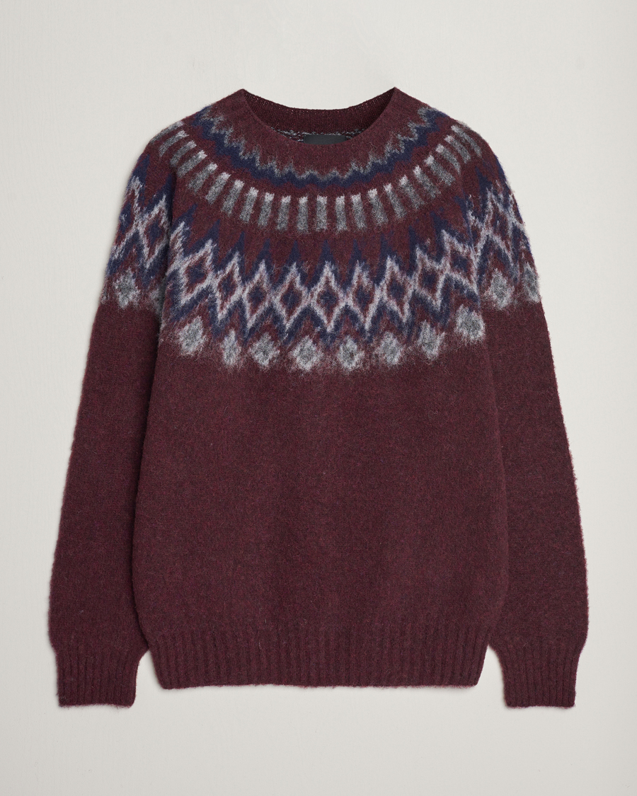 Herr | Tröjor | Howlin' | Brushed Wool Fair Isle Crew Sweater Bordeaux