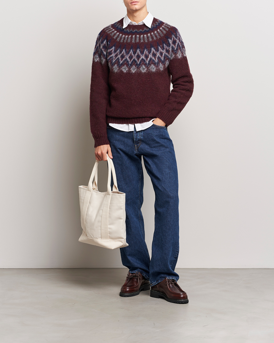 Herr | Tröjor | Howlin' | Brushed Wool Fair Isle Crew Sweater Bordeaux