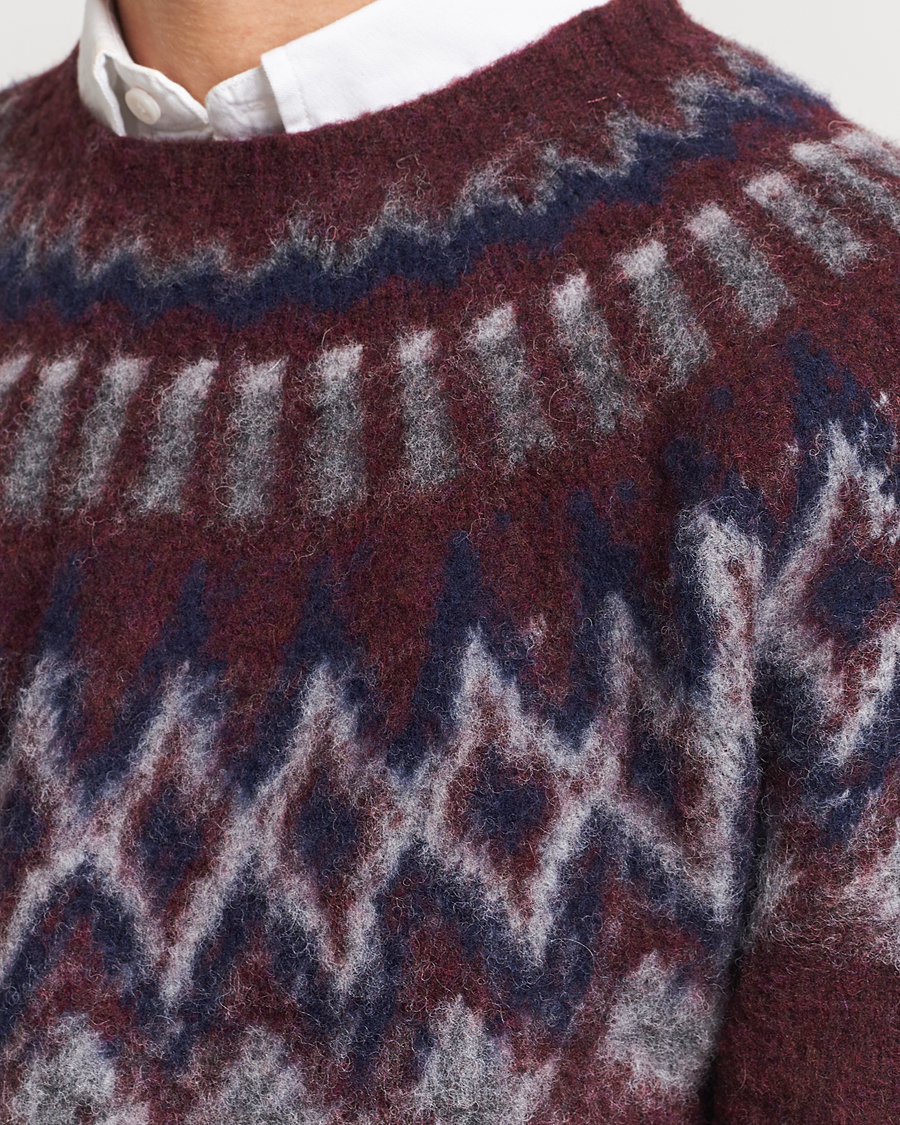Herr | Tröjor | Howlin' | Brushed Wool Fair Isle Crew Sweater Bordeaux