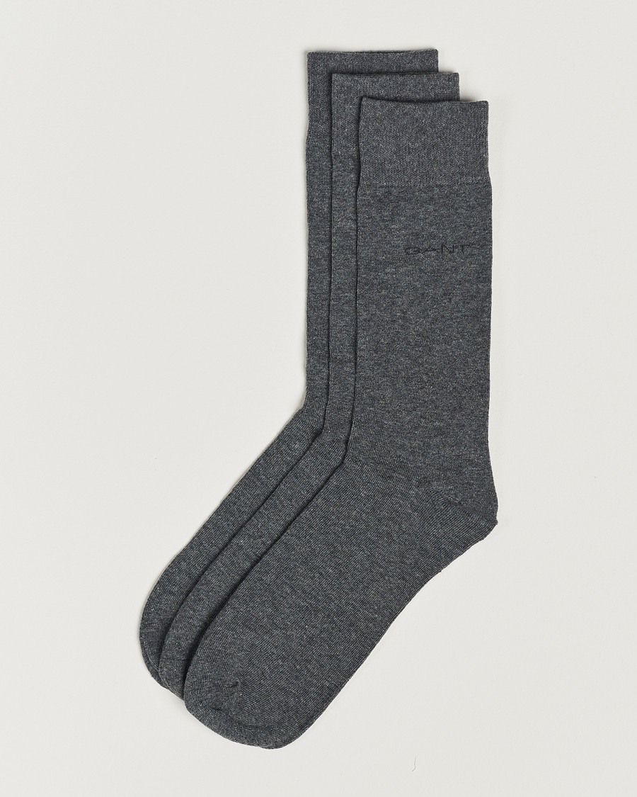 Herr | Strumpor | GANT | 3-Pack Cotton Socks Charcoal Melange