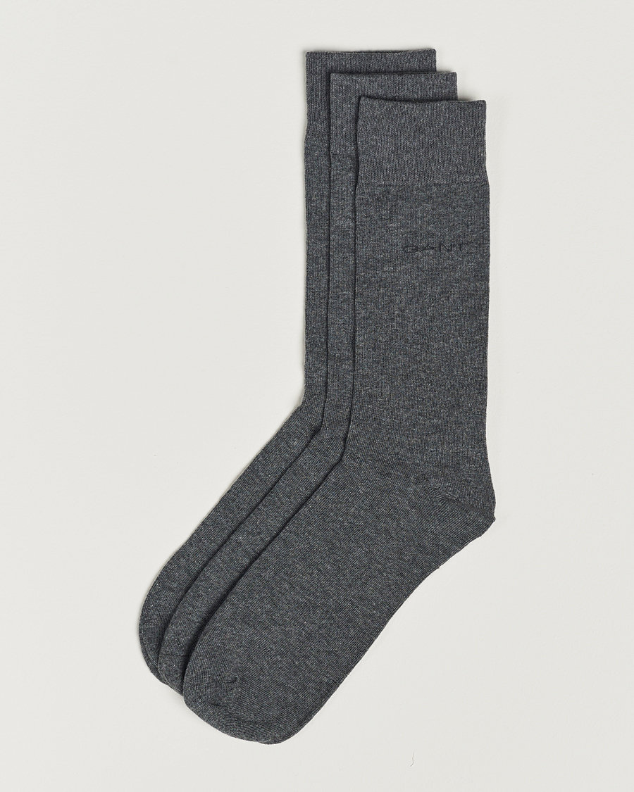 Herr | Underkläder | GANT | 3-Pack Cotton Socks Charcoal Melange