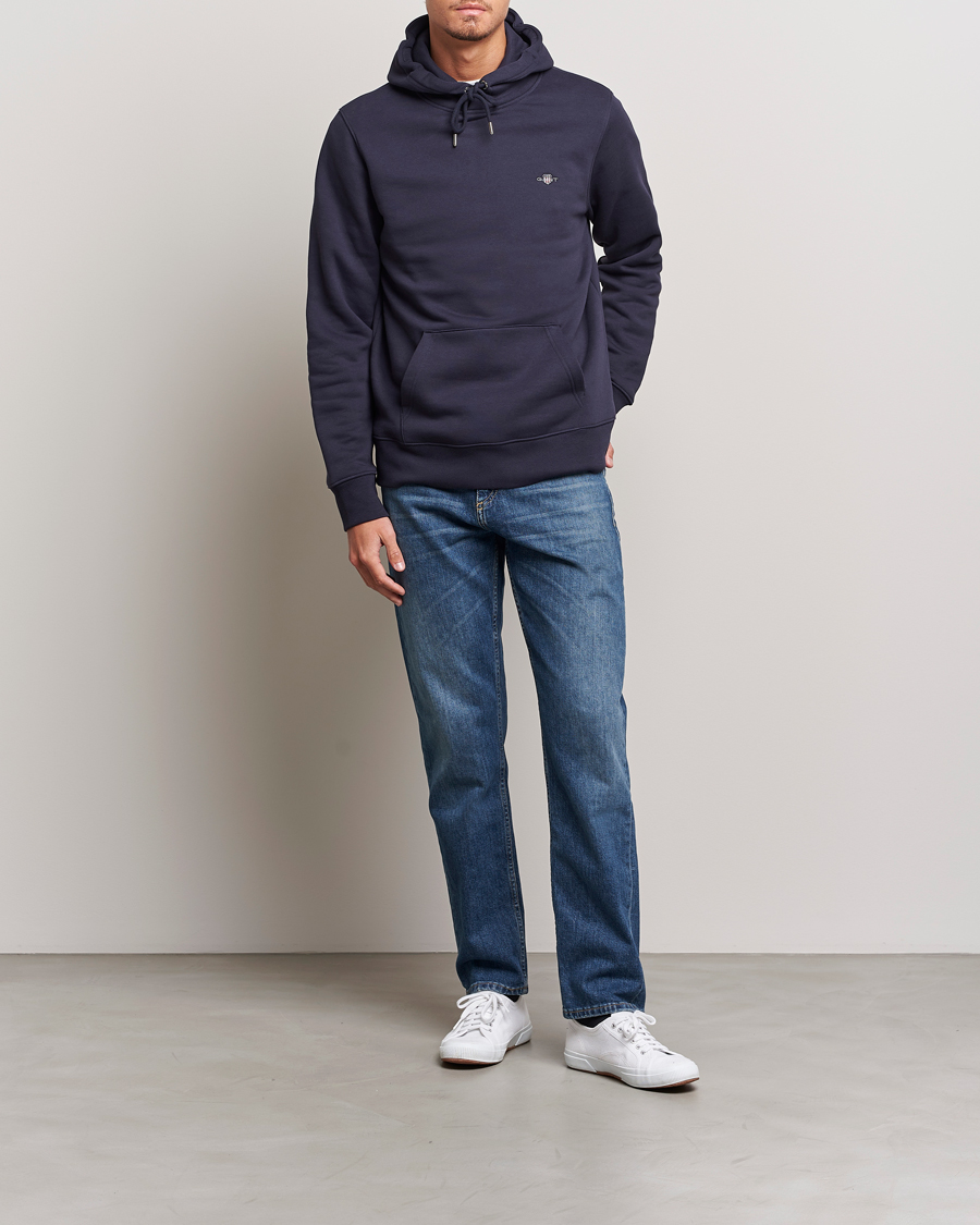 Herr | Tröjor | GANT | Original Shield Logo Hoodie Evening Blue