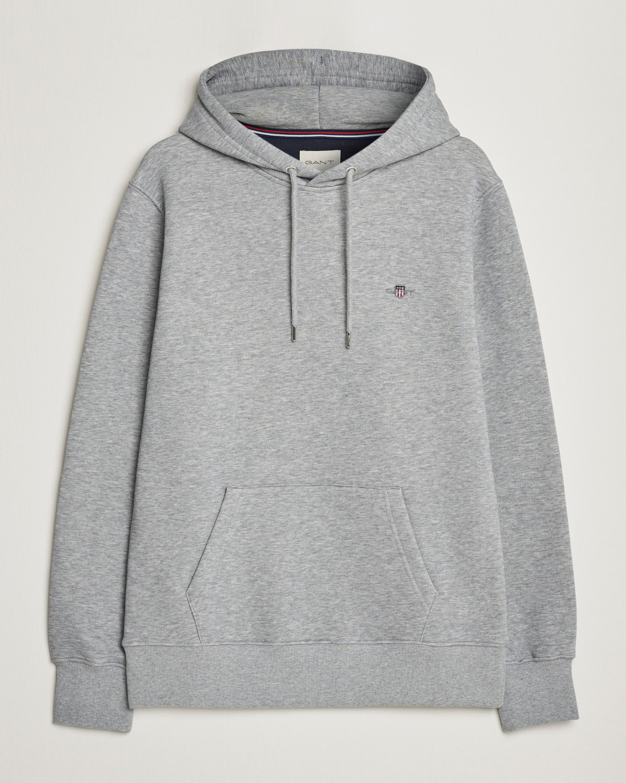 Herr | Tröjor | GANT | Original Shield Logo Hoodie Grey Melange