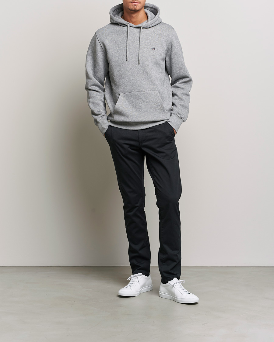 Herr | Tröjor | GANT | Original Shield Logo Hoodie Grey Melange