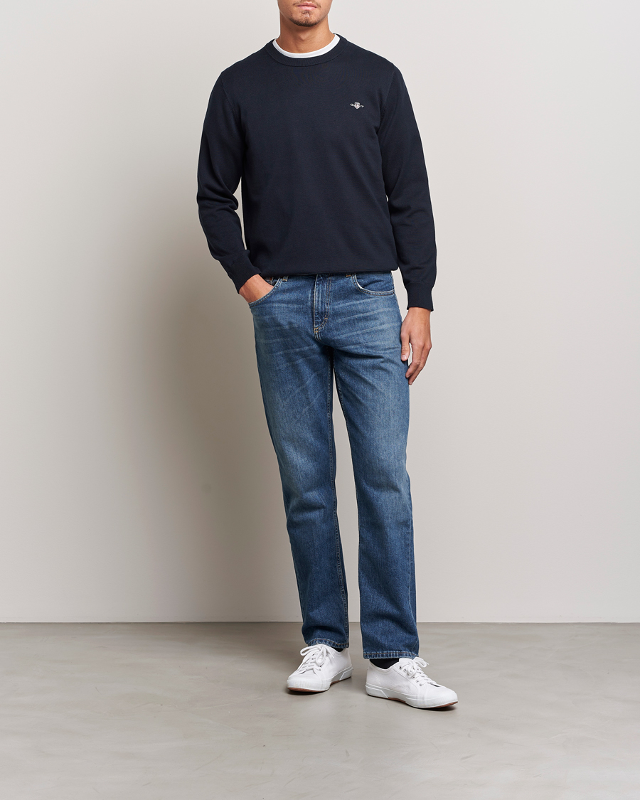 Herr | Tröjor | Gant | Classic Cotton Crew Neck Evening Blue