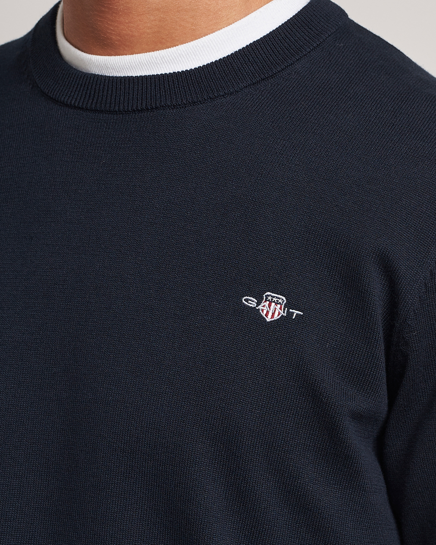 Herr | Tröjor | Gant | Classic Cotton Crew Neck Evening Blue