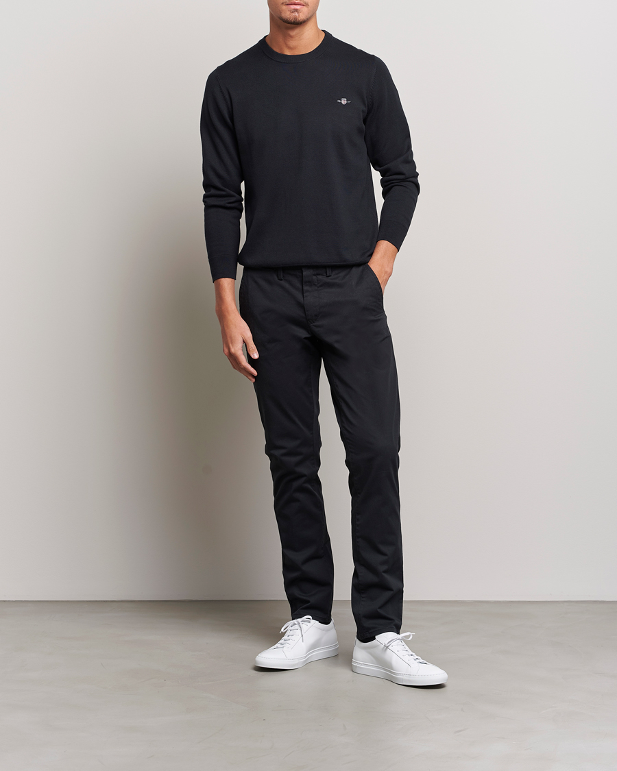 Herr | Tröjor | Gant | Classic Cotton Crew Neck Black