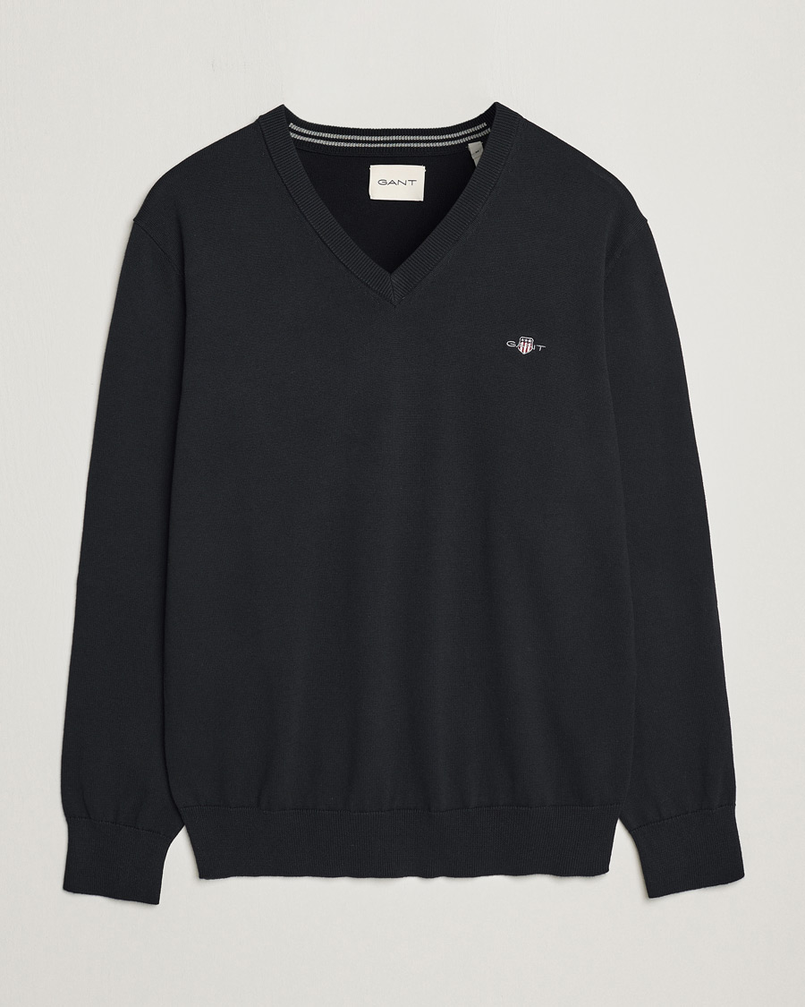 Herr | Tröjor | Gant | Classic Cotton V-Neck Black