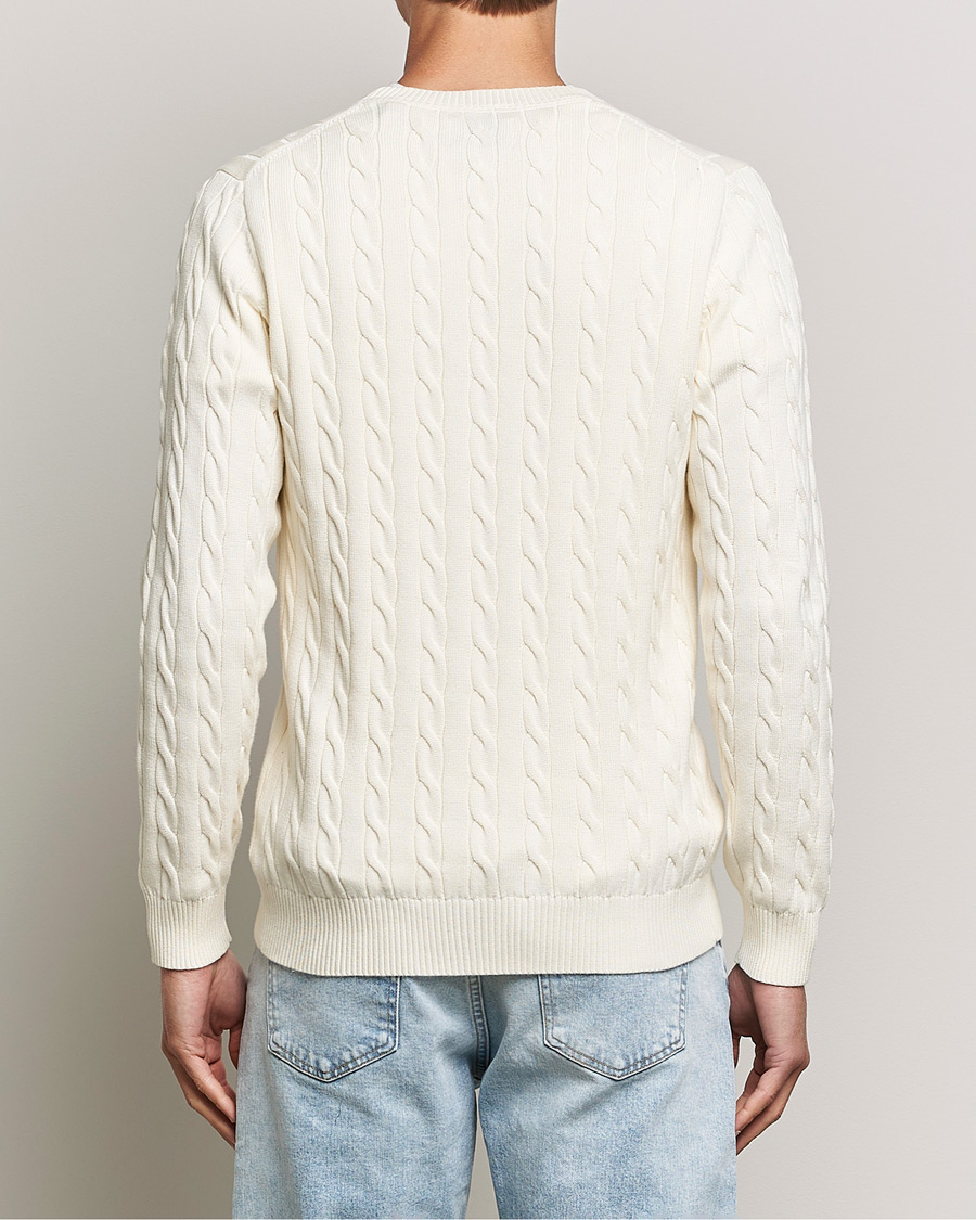 Herr | Tröjor | GANT | Cotton Cable Crew Neck Pullover Cream