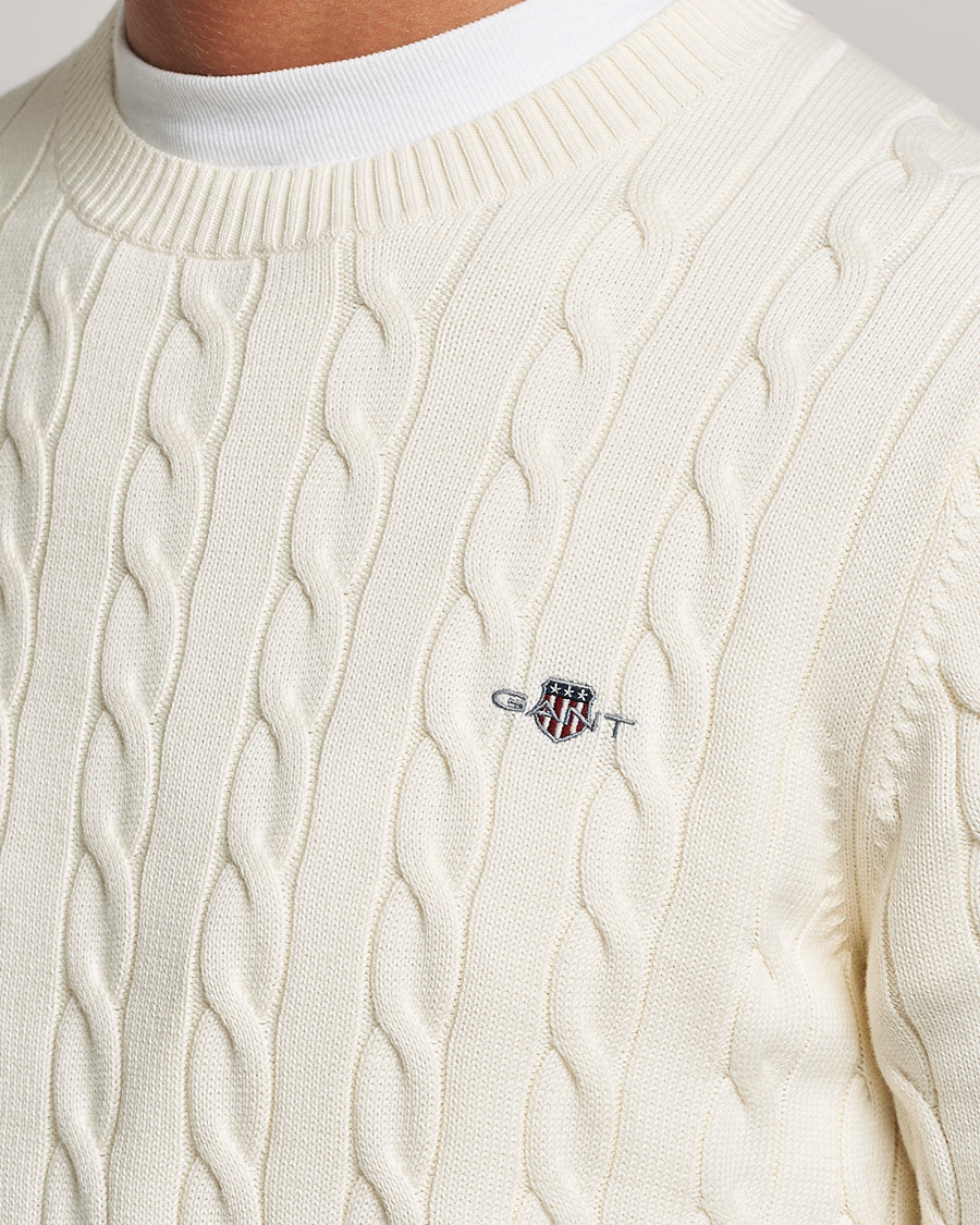 Herr | Tröjor | Gant | Cotton Cable Crew Neck Cream