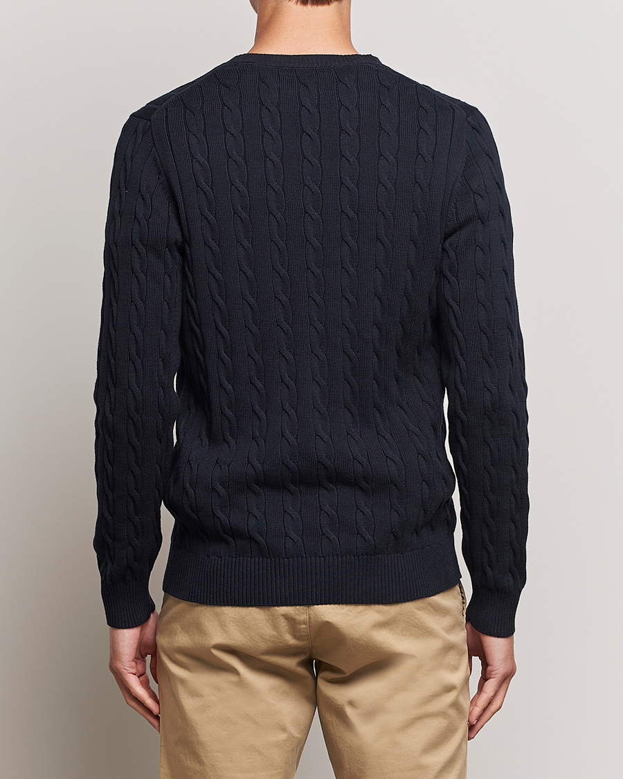 Herr | Tröjor | Gant | Cotton Cable Crew Neck Evening Blue