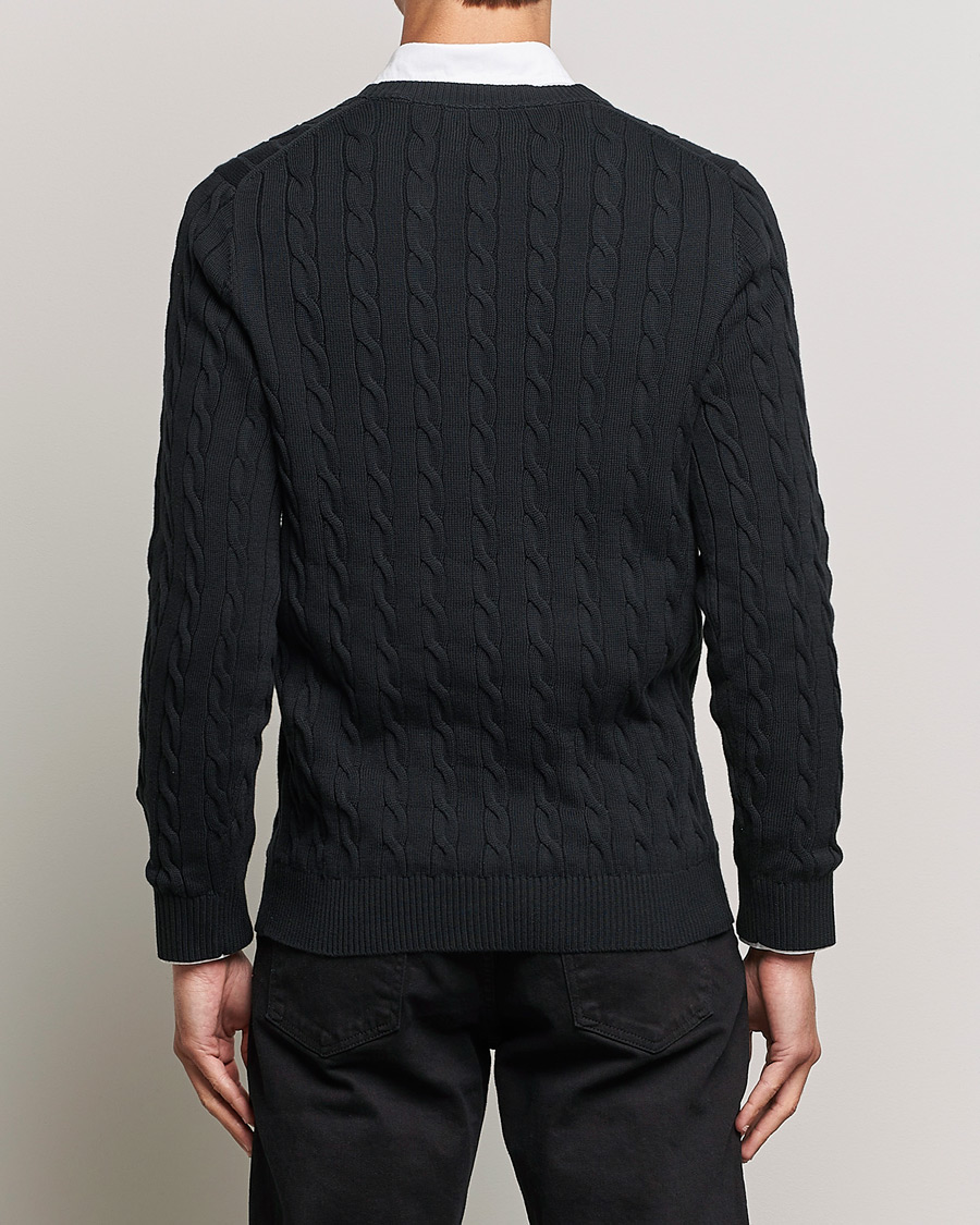 Herr | Tröjor | GANT | Cotton Cable Crew Neck Pullover Black