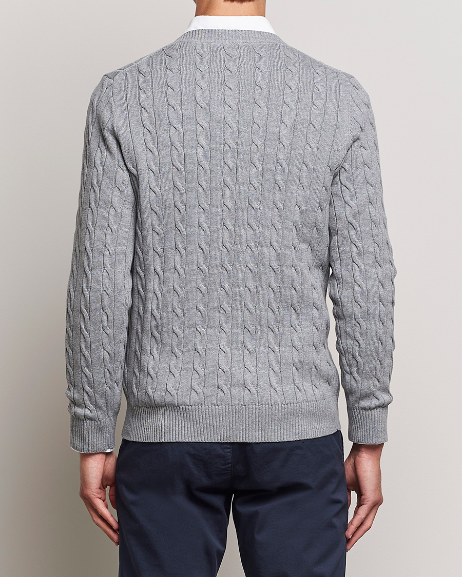 Herr | Tröjor | GANT | Cotton Cable Crew Neck Pullover Grey Melange