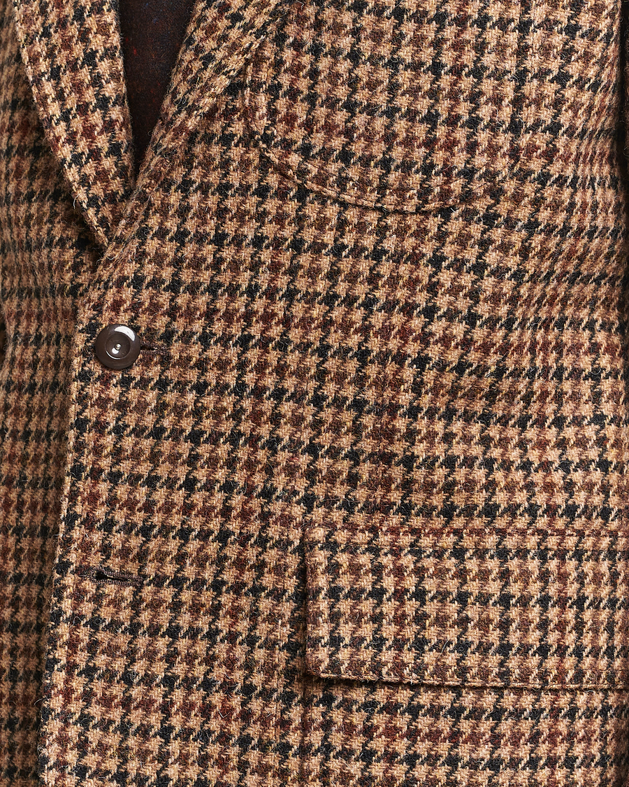 Herr | Kavajer | Drake's | MKVII Harris Tweed Games Houndstooth Blazer Brown