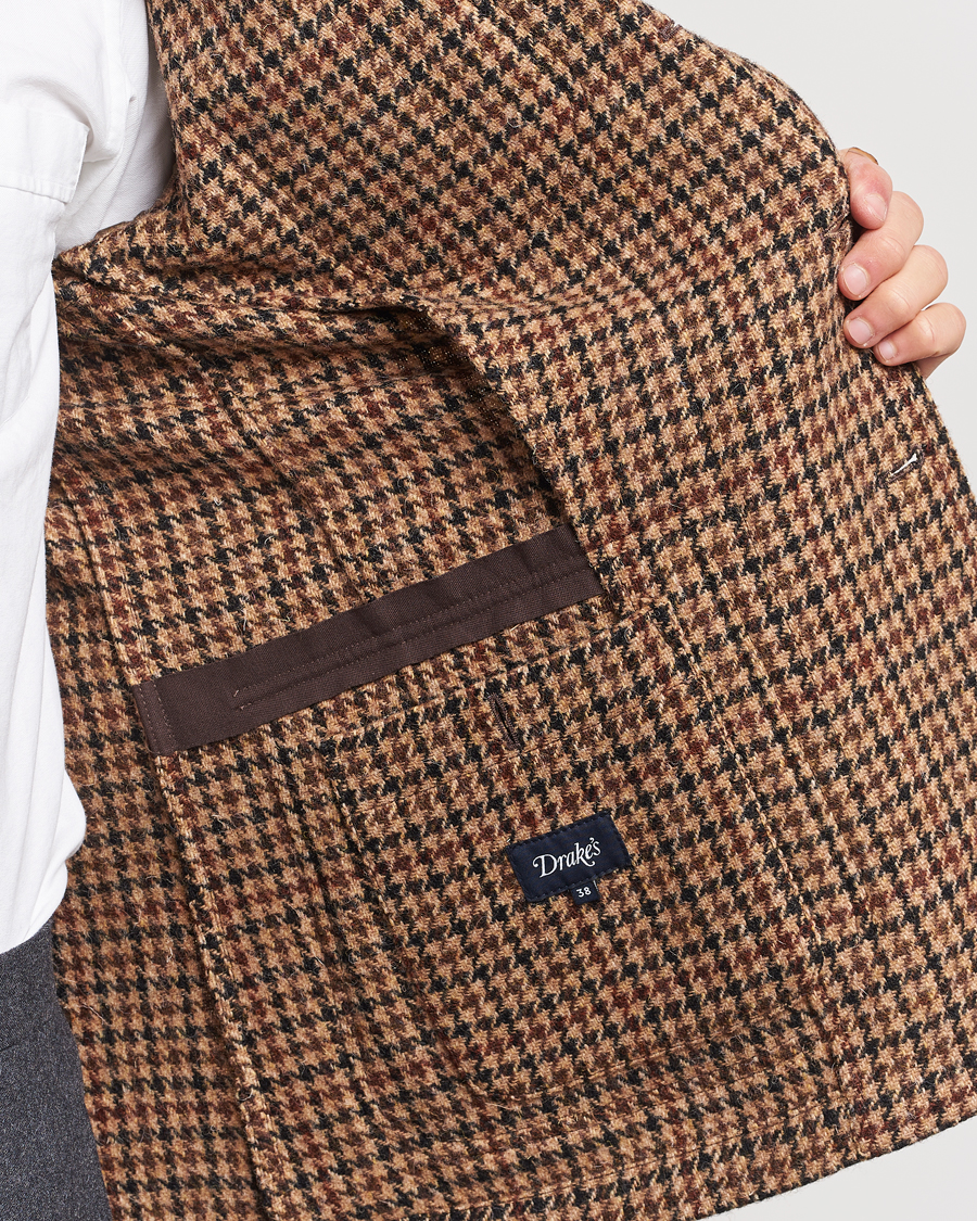 Herr | Kavajer | Drake's | MKVII Harris Tweed Games Houndstooth Blazer Brown