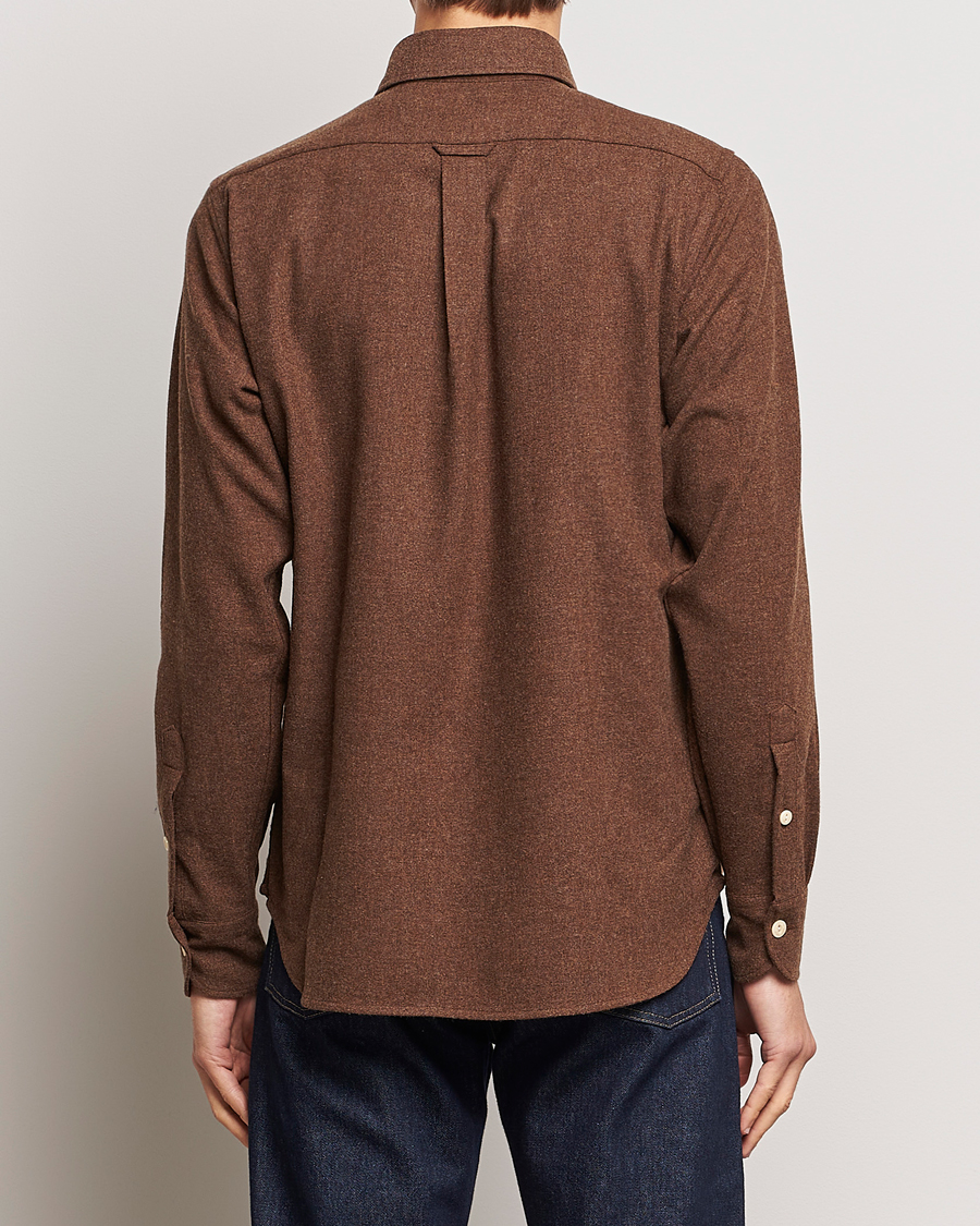 Herr | Skjortor | Drake's | Merino Wool Work Shirt Brown