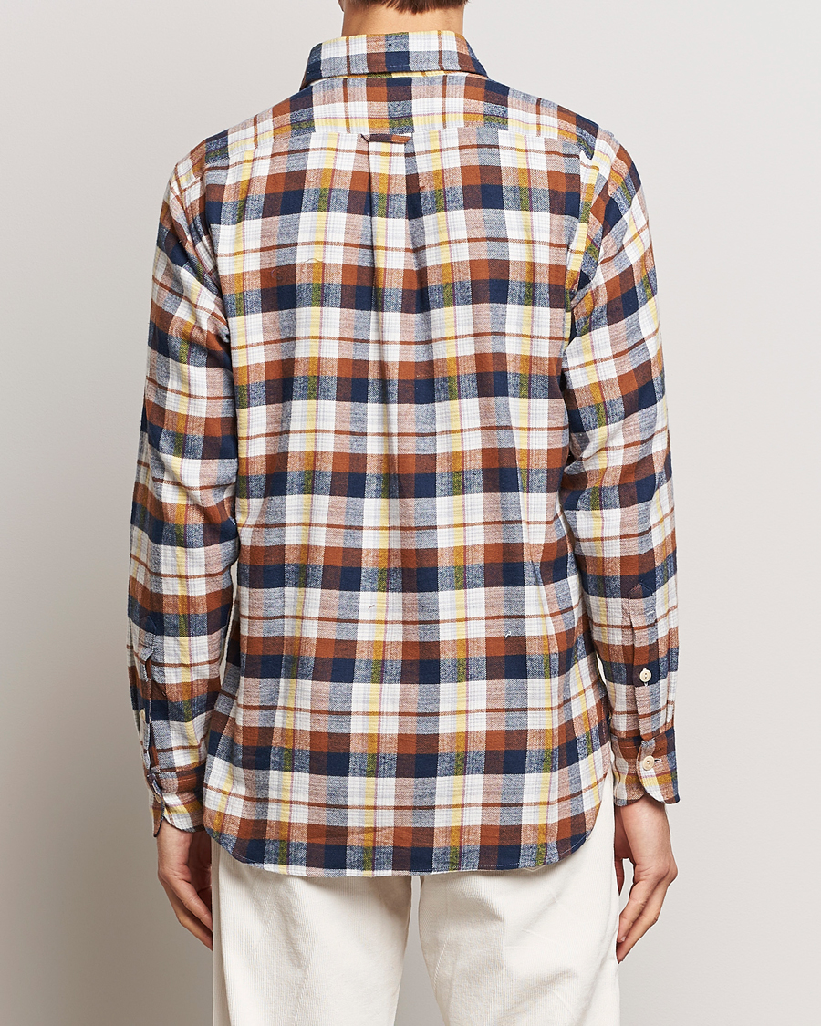 Herr | Skjortor | Drake's | Brushed Madras Checked Work Shirt Brown