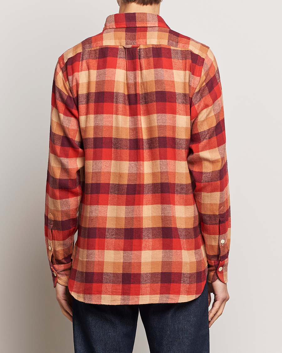 Herr | Skjortor | Drake's | Brushed Madras Checked Work Shirt Red