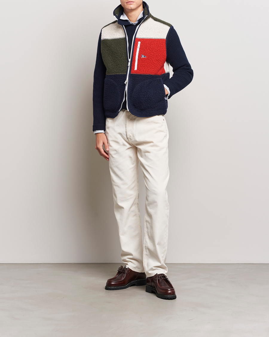 Herr | Västar | Drake's | Colourblock Boucle Zip Fleece Vest Multi