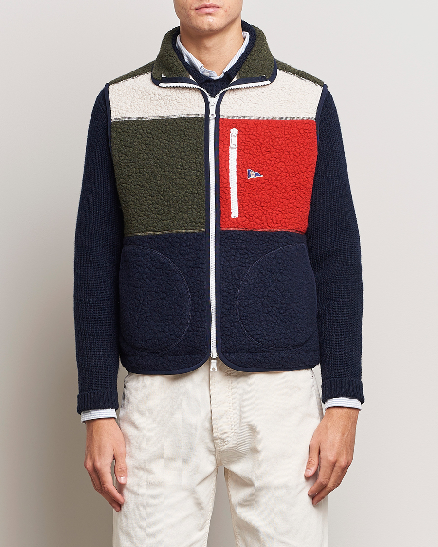 Herr |  | Drake's | Colourblock Boucle Zip Fleece Vest Multi