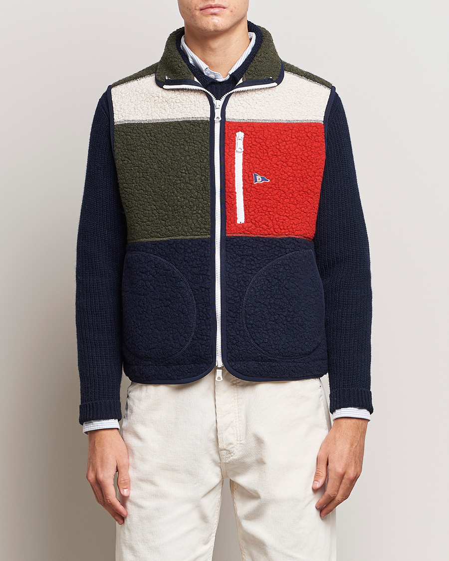 Herr | Tröjor | Drake's | Colourblock Boucle Zip Fleece Vest Multi