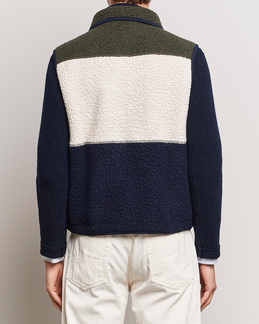 Herr | Västar | Drake's | Colourblock Boucle Zip Fleece Vest Multi