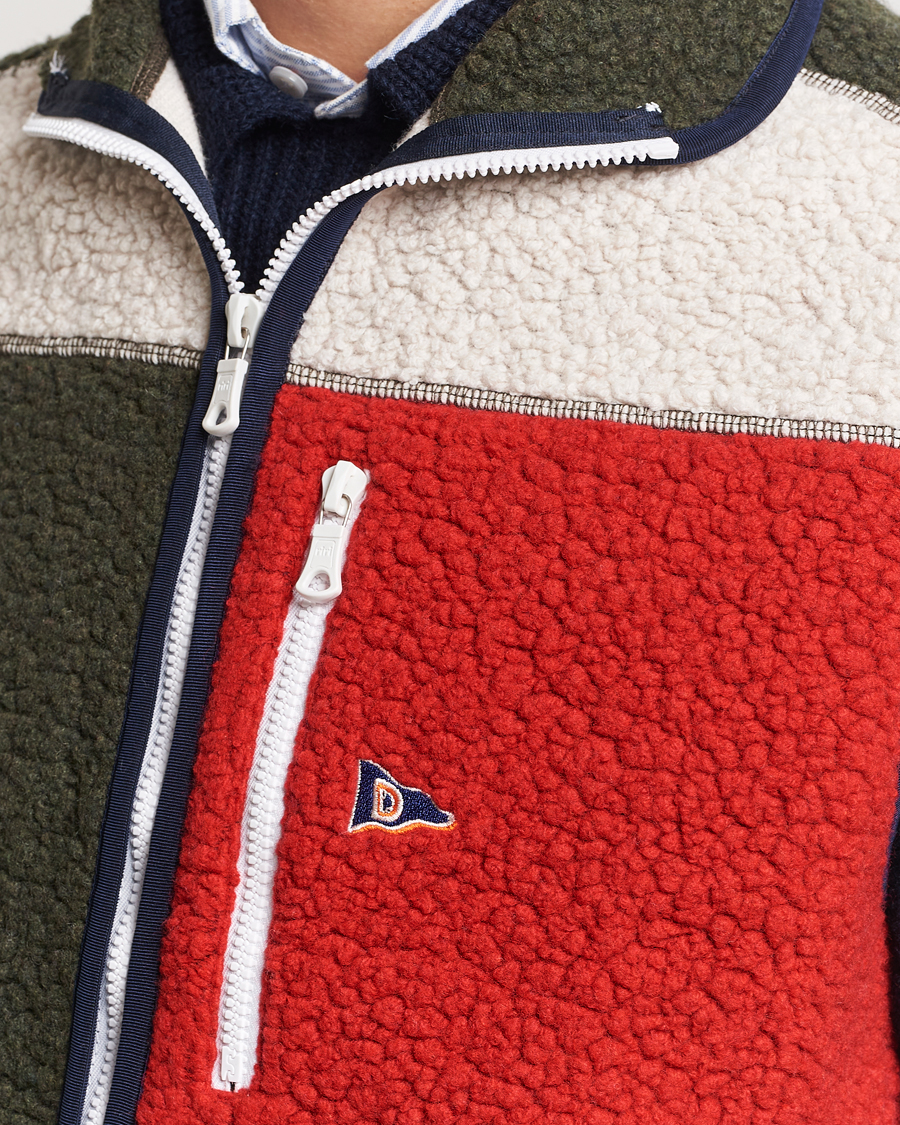 Herr | Västar | Drake's | Colourblock Boucle Zip Fleece Vest Multi
