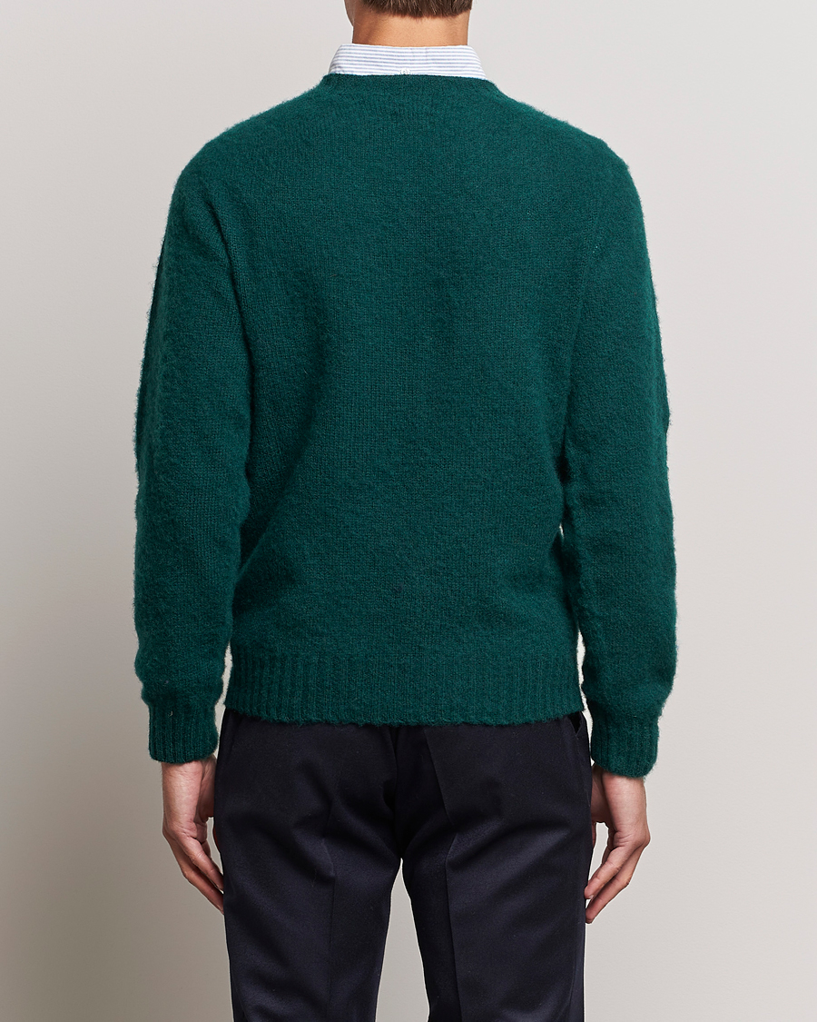 Herr | Tröjor | Drake's | Brushed Shetland Crew Emerald Green