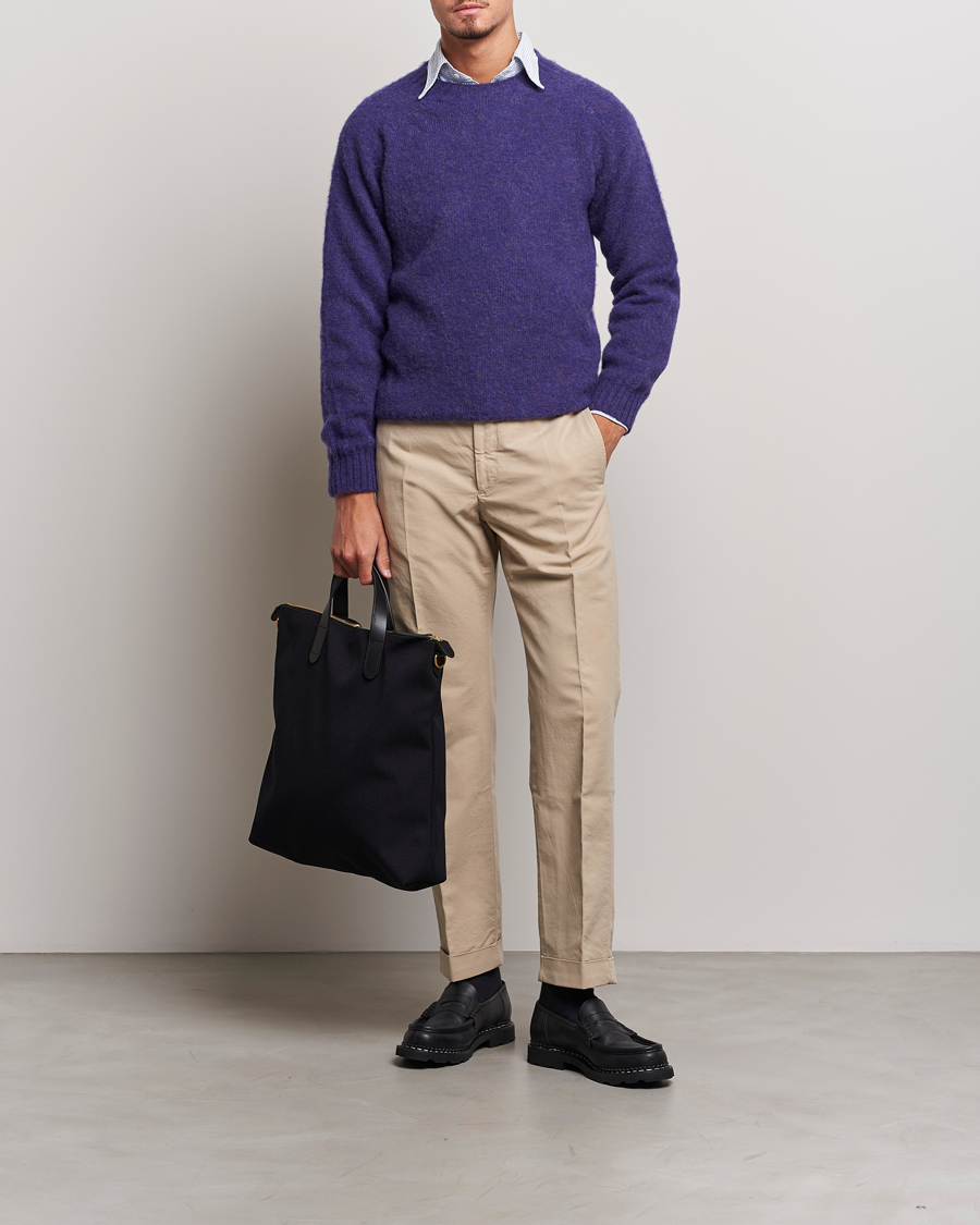 Herr | Tröjor | Drake's | Brushed Shetland Crew Purple