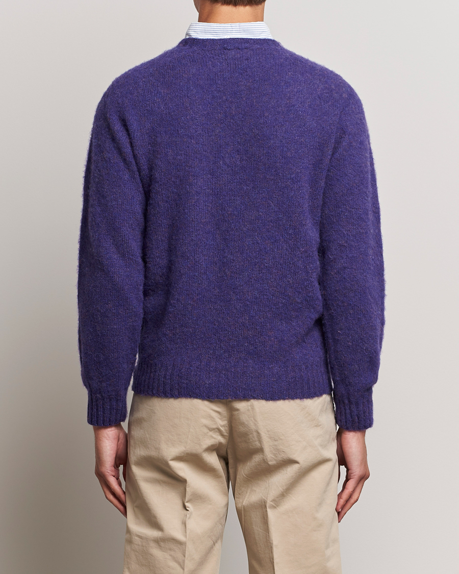 Herr | Tröjor | Drake's | Brushed Shetland Crew Purple