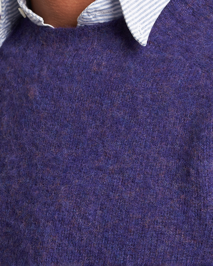 Herr | Tröjor | Drake's | Brushed Shetland Crew Purple