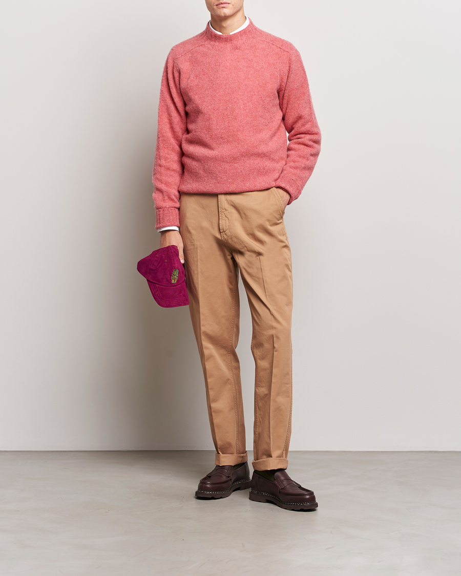 Herr | Tröjor | Drake's | Brushed Shetland Mock Neck Jumper Pink