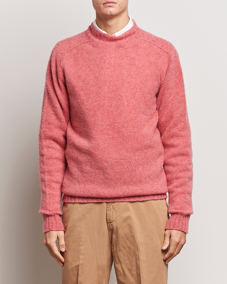 Herr | Senast inkommet | Drake's | Brushed Shetland Mock Neck Jumper Pink