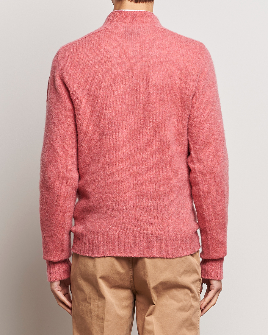 Herr | Tröjor | Drake's | Brushed Shetland Mock Neck Jumper Pink