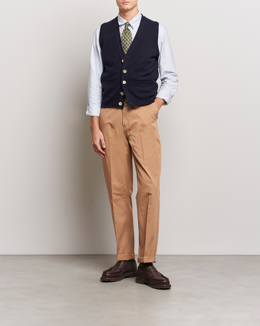 Herr | Tröjor | Drake's | Lambswool Vest Cardigan Navy